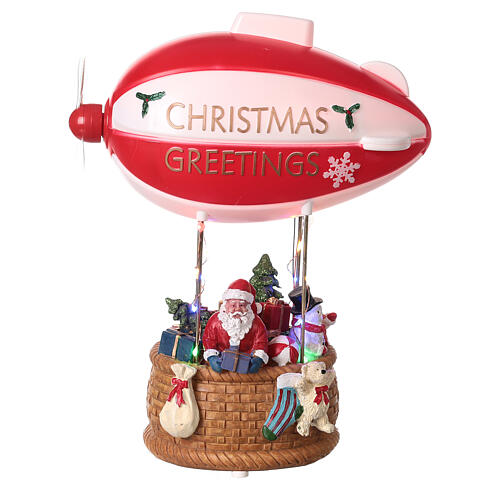 Dirigibile babbo Natale 30x25x10 cm LED 1