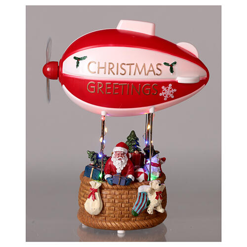 Dirigibile babbo Natale 30x25x10 cm LED 2