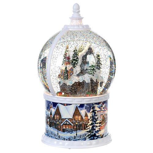 Snow ball with Christmas village, train in motion, battery powered LED, 30 cm 5