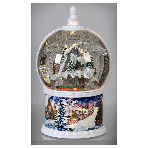 Snow ball with Christmas village, train in motion, battery powered LED, 30 cm 7