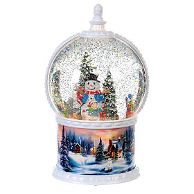 Snow globe with snowman 30 cm, LED and snow, children in motion, battery