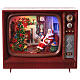 Christmas televition with Santa, glass, snow and LED lights, 20x25x10 cm s1