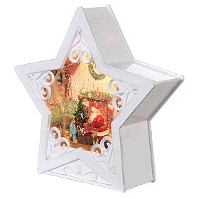 Estrella vidrio nieve Papá Noel 25x25x7 cm