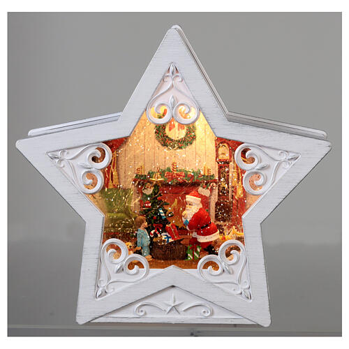 Gwiazda szklana śnieg Święty Mikołaj Boże Narodzenie 25x25x7 cm 2