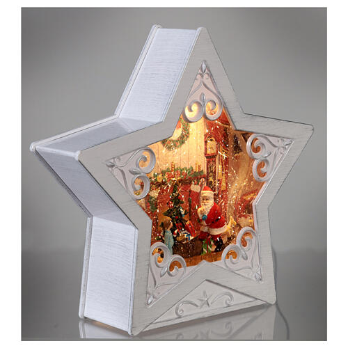 Estrela de vidro Pai Natal e neve 25x25x7 cm 4