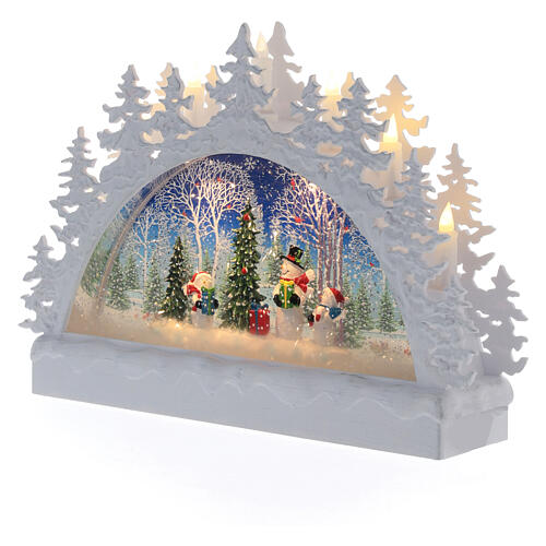 Glaskugel Halbmond Schneemannfamilie, 20x30x8 cm 3