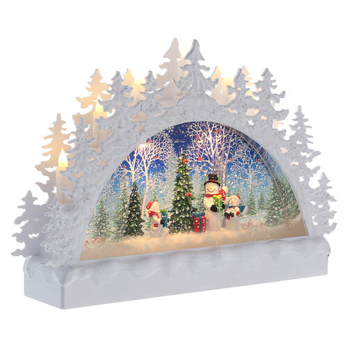 Glaskugel Halbmond Schneemannfamilie, 20x30x8 cm 4