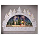 White glass crescent, family of snowmen, LED lights, 20x30x8 cm s2