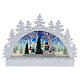 White glass crescent, family of snowmen, LED lights, 20x30x8 cm s5