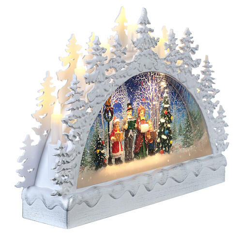 Weihnachtsszene mit Chorsängern und Kunstschnee, 25x30x8 cm 5