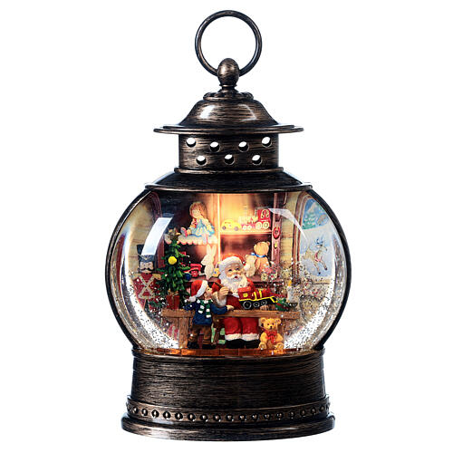 Glass lantern with snow, Santa's shop, 25x20x20 cm 1