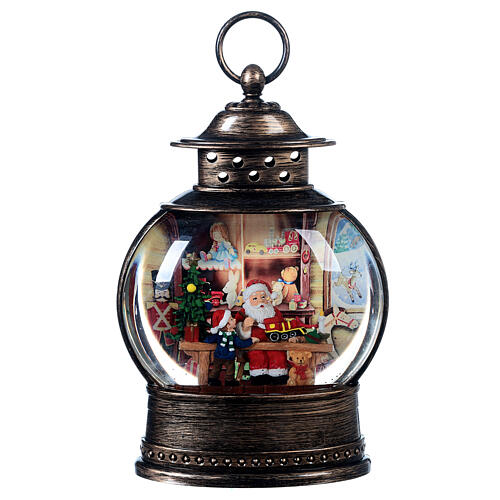 Lanterna vetro neve bottega di babbo Natale 25x18x18 cm 7