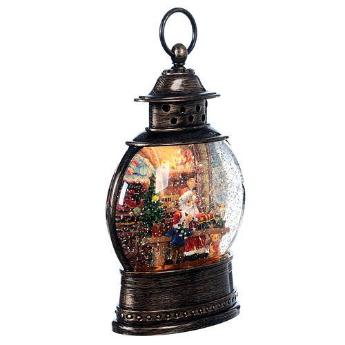 Lampion szklany, śnieg, sklep świętego Mikołaja 25x18x18 cm 5