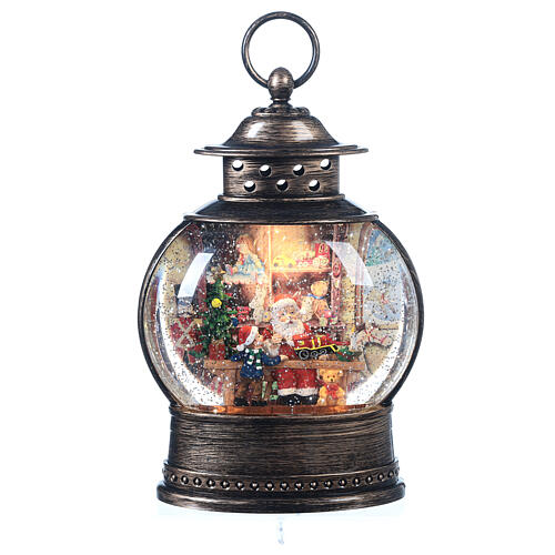 Lampion szklany, śnieg, sklep świętego Mikołaja 25x18x18 cm 6