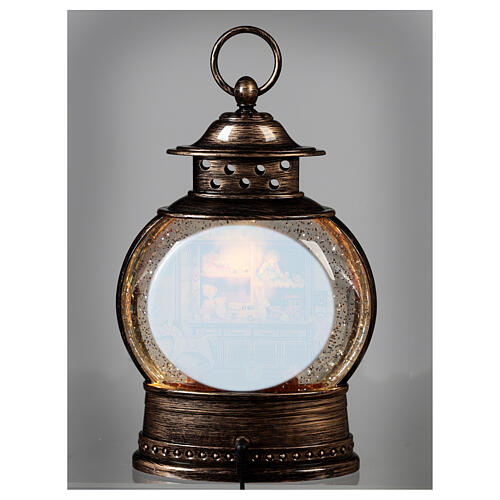 Lampion szklany, śnieg, sklep świętego Mikołaja 25x18x18 cm 9