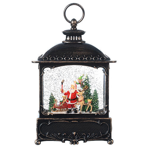 Laterne mit Weihnachtsmann und Kunstschnee, 30x18x10 cm 7