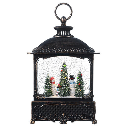 Glass lantern with snow, family of snowmen, 30x20x10 cm 7