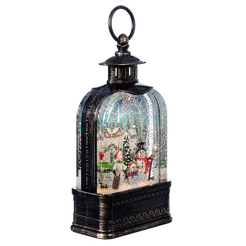 Glass lantern with snow, snowmen, 30x10x5 cm 5