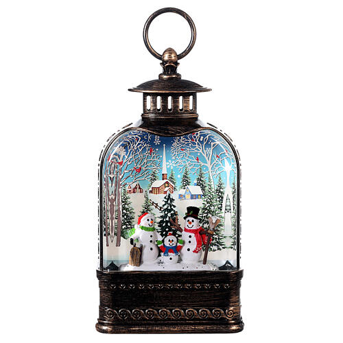 Glass lantern with snow, snowmen, 30x10x5 cm 7