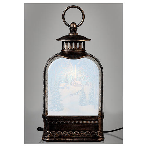 Glass lantern with snow, snowmen, 30x10x5 cm 9