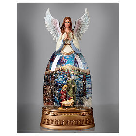 Glass angel snow globe with Holy Family 30x15x10 cm