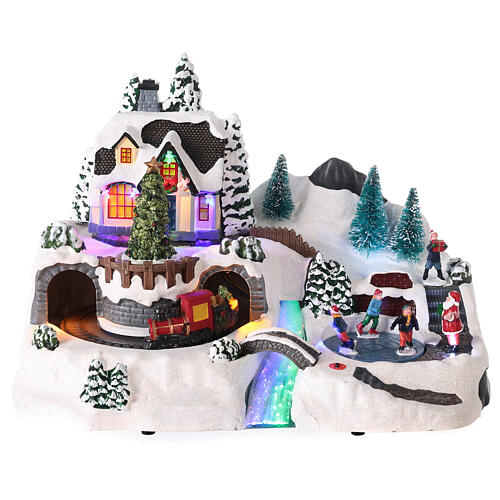 Christmas village set with animation and LED lights 30x35x20 cm 1