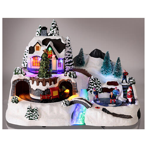 Christmas village set with animation and LED lights 30x35x20 cm 2
