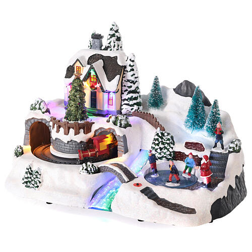 Animated Christmas village with LED lights 30x35x20 cm 3