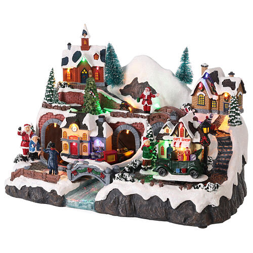 Villaggio Natale tunnel treno movimento luci led 30x40x25 cm  3