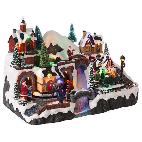 Villaggio Natale tunnel treno movimento luci led 30x40x25 cm  4