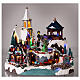 Christmas village, church and train in motion, LED ligths, 35x40x30 cm s2