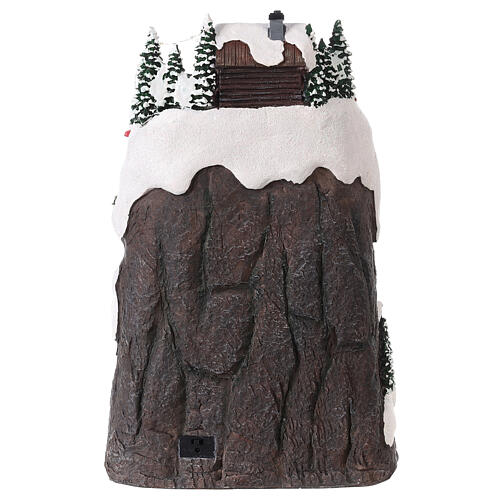 Christmas village set, mountain with skiers in motion, LED lights, 40x25x20 cm 5