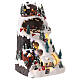 Christmas village set, mountain with skiers in motion, LED lights, 40x25x20 cm s4