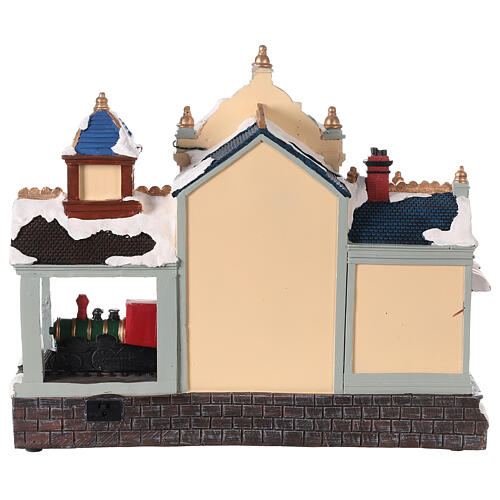 Christmas village set with animated train station, LED lights, 35x40x18 cm 5