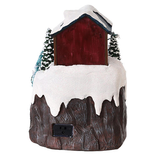 Christmas village, mountain with skiers, animation and LED light, 20x15x25 cm 5