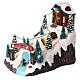 Christmas village, mountain with skiers, animation and LED light, 20x15x25 cm s3