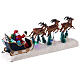 Traîneau Père Noël neige rennes mouvement lumières LED 25x60x15 cm s5