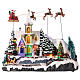 Snowy Christmas village, church with Santa in motion, LED lights, 30x35x18 cm s1