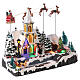 Pueblo Navidad nieve iglesia trineo papá noel movimiento luces led 30x35x18 s4