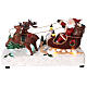 Santa's sleigh with snow and reindeers in motion, LED lights, 15x25x10 cm s1