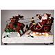 Santa's sleigh with snow and reindeers in motion, LED lights, 15x25x10 cm s2