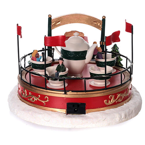 Carnival ride carousel, snowy set in motion, LED lights, 15x20x30 cm 5