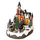 Christmas village with snow, church and animated Christmas tree, LED lights, 35x25x30 cm s3