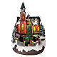 Village Noël neige église sapin Noël mouvement lumières LED 35x25x30 cm s1