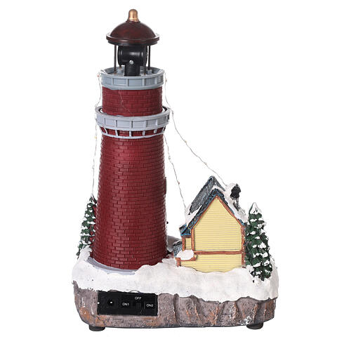 Villaggio natalizio neve chiesa albero Natale movimento luci led 35x25x30 11