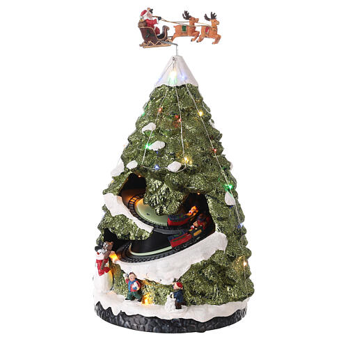 Weihnachtsbaum mit kleinem Zug und LEDs, 40x20x20 cm 3