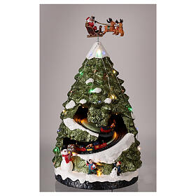 Albero Natale neve treno movimento luci led 40x20x20 cm