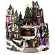 Christmas village with train in motion in a tunnel 30x30x25 cm s1