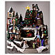 Christmas village with train in motion in a tunnel 30x30x25 cm s2