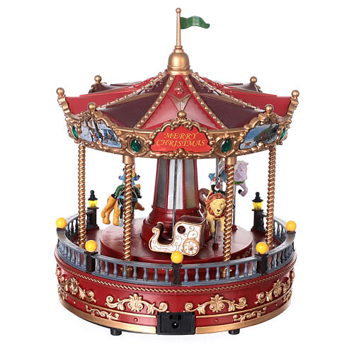 Christmas carousel with animated animals, LED lights, 30x20x20 cm 5